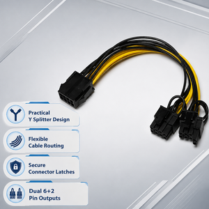 FYX Stock PCIe 8-Pin Buchse auf Dual 8-Pin <span class=keywords><strong>6</strong></span>+2 Stecker <span class=keywords><strong>GPU</strong></span>-Stromverteilerkabel Grafikkarten-Adapter Verlängerungskabel Großhandel - Product Image 4
