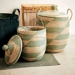 Cesto de lavandería de junco marino natural, duradero y sostenible, hecho a mano, para organización del hogar, proveedor mayorista de Vietnam - Product Image 6