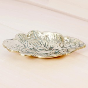 Vintage Style Silver Finished Brass Leaf <b>Plate</b> Decorative Serving Tray Ideal For <b>Snacks</b> Dry Fruits Table Decor Kitchen Use - Product Image 3