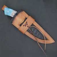 Couteau de chasse artisanal haut de gamme LEGACY BLADES avec manche en cuir, acier au carbone gravé, lame fixe à pointe tombante, OEM, pour usage extérieur