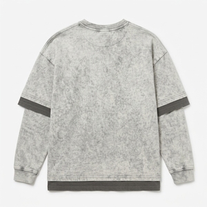 เสื้อเชิ้ตทรงโอเวอร์ไซส์ลายกราฟิกสไตล์เรโทร ย้อมสีแบบเอซิดเฟด แขนคู่ ดีไซน์โดดเด่น แฟชั่นทันสมัย เสื้อผ้าลำลองสำหรับทุกเพศ ผลิตจากผ้าฝ้าย 100% ขายส่ง รับผลิตตามแบบ - Product Image 3
