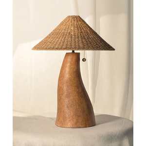 Handmade Natural Jute Table <b>Lamp</b> With Linen Shade <b>Vintage</b> Hemp Rope Desk Light Boho Woven Bedside Nightstand <b>Lamp</b> for Living Use - Product Image 5