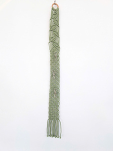Porte-chapeaux mural en macramé, corde en fibre végétale, style bohème, organisateur de rangement à crochets, forme rectangulaire, à suspendre derrière les portes ou sur le mur - Product Image 4