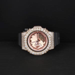 Iced Out Moissanite Diamond <b>Watch</b> Rose Gold Tone Dial Luxury Hip Hop Sport Rubber Strap <b>Quartz</b> Digital <b>Mens</b> Everyday WristWatch - Product Image 2
