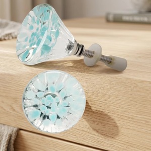 Industrial Decorative <b>Crystal</b> Glass Spiral <b>Knobs</b> Drawer Cabinet Handle Pulls Wardrobe Kitchen Bedroom Living Room Dining Beads - Product Image 1