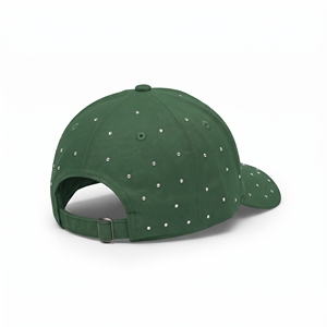 Gorra de Béisbol Bordada con Pedrería Ojo de Halcón, Verde, 6 Paneles, Ajustable, Unisex, Casual, Tela Twill, Color Sólido, Logotipo Frontal - Product Image 3