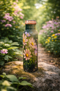 Creations Copper <b>Water</b> <b>Bottle</b> Hexagonal Pattern Portable Travel Drinkware Luxury Design Customized Reusable <b>Metal</b> <b>Bottle</b> - Product Image 3