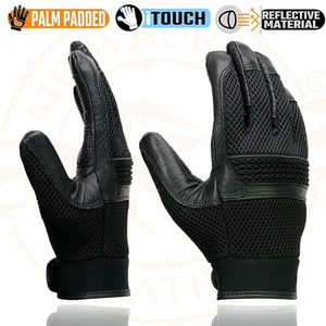 Gants de moto en cuir noir pour homme Samroz Sports avec écran tactile - Product Image 5