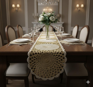 Camino de Mesa Bordado en Chenilla con Diseños de Letras y Alfabeto en Inglés para Mesas de Cocina, Comedor y Café - Product Image 1