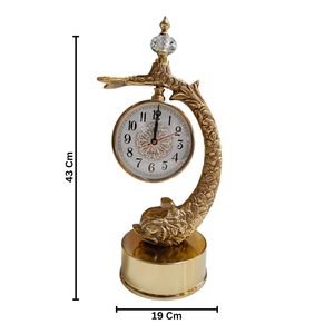 Horloge de bureau en laiton, forme circulaire, mouvement à quartz, affichage silencieux par aiguilles à détection tactile, design traditionnel, hauteur 33 cm - Product Image 6