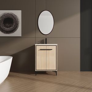 Mobile bagno da 24 pollici in legno ingegnerizzato con lavabo e anta contenitore, accessibile per disabili - Product Image 1