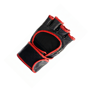 Gants de MMA en cuir à demi-doigts avec fermeture Velcro, unisexes, pour arts martiaux, noir et rouge - Product Image 2
