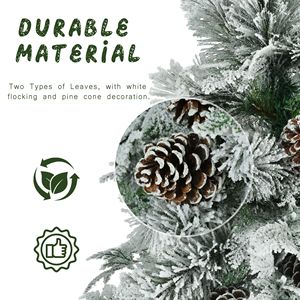 Árbol de Navidad Flocado de nieve de abeto preiluminado de 6 pies, 403 puntas de Rama, 250 luces LED multicolores, conos de pino, 11 modos intermitentes, vacaciones - Product Image 2