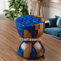 Brûleur d'encens en bois artisanal traditionnel avec filet en métal