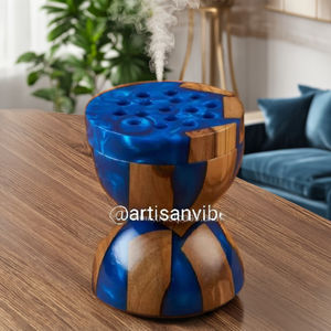 Quemador de incienso de madera artesanal tradicional con red de metal - Product Image 5