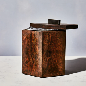 Seau à glace de luxe en bois d'acacia avec couvercle et pince en acier inoxydable, éclairage LED, étanche, pour fêtes, refroidisseur à vin - Product Image 6