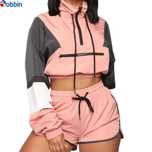 Ensemble court personnalisé pour femme, style streetwear, respirant, coupe-vent, grande taille, en nylon léger imprimé, pour le printemps et l'été - Product Image 4