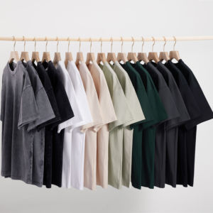 เสื้อยืดคอกลมโอเวอร์ไซส์ทรงหลวม ผ้าคอตตอน 100% คุณภาพสูง หนัก 300 กรัม พิมพ์โลโก้ตามสั่ง สำหรับผู้ชาย - Product Image 5