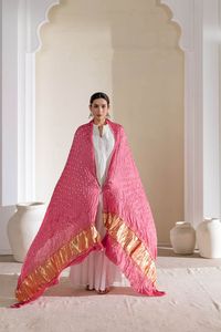 Dupatta en soie pure Bandhani pour femmes, châle ethnique, vêtement traditionnel indien, pour mariage et fêtes - Product Image 6