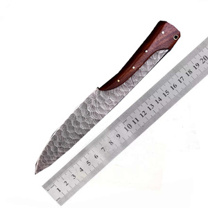 Couteau de chasse artisanal en acier Damas avec manche en bois de rose, couteau de camping personnalisé pour l'extérieur avec étui inclus - Product Image 6