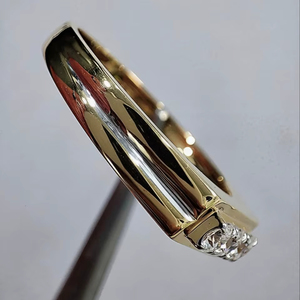 Bague pour homme en or jaune massif 18 carats avec 3 pierres, diamant de laboratoire 0,30 ct, 8 g, sertissage en canal, bijoux fins - Product Image 1