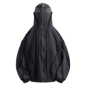 Fabricante de Sudaderas con Logotipo Personalizado, Sudadera con Cremallera Completa, Mezcla de Algodón, Estilo Urbano, Holgada, Informal, con Doble Cremallera - Product Image 1