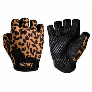 <b>Leopard</b> <b>Print</b> Half Finger Cycling <b>Gloves</b> Anti Slip Shockproof Gym Fitness Workout <b>Gloves</b> for Men Women - Product Image 1