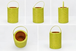 Lanterne suspendue de forme seau de couleur jaune chaud fantaisie de qualité supérieure avec poignée simple, porte-bougie simple pour bougie chauffe-plat, lanterne de qualité supérieure - Product Image 5