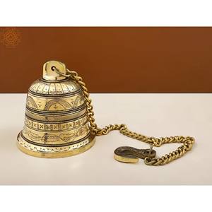 Campana de templo de latón superfino de 4 pulgadas, artículo de decoración para el hogar hecho a mano en India - Product Image 2