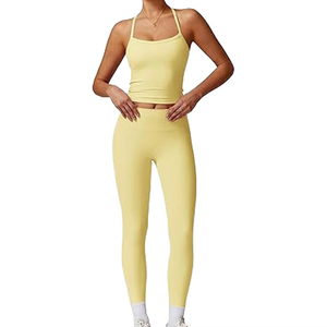 Ensemble de vêtements de sport pour femmes avec logo personnalisé, séchage rapide, soutien-gorge de sport, leggings, ensemble de fitness 2 pièces, ensemble de yoga imprimé sans couture pour femmes - Product Image 1