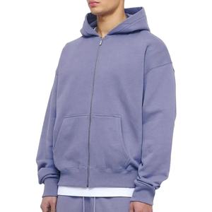 BAS quantité minimale de commande Sweat à capuche uni 100% coton de haute qualité vierge Streetwear Sweat à capuche personnalisé surdimensionné avec fermeture éclair complète Hommes 2026 - Product Image 3