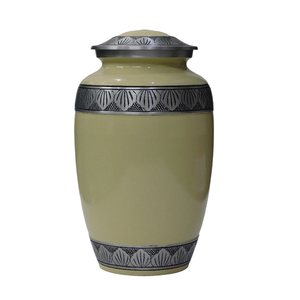 Urnes funéraires en aluminium pour adultes avec gravure, finition en étain et couleur jaune, fournitures funéraires en métal pour cendres humaines - Product Image 2