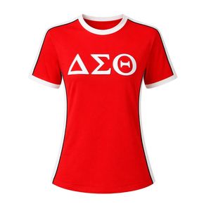 Camiseta Roja Premium Delta Sigma Theta para Mujer, Ajuste Cómodo, Ropa de Alta Calidad para Hermandades Griegas, Uso Casual - Product Image 4