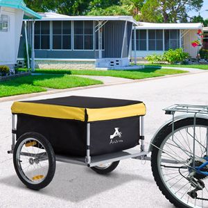 Remolque de Carga para Bicicleta de Dos Ruedas Amarillo con Cubierta Extraíble, Práctico Carro de Equipaje para Bicicleta - Product Image 2