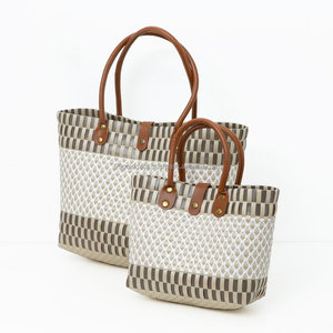 Casual Mesh Tote Bag With Geometric Pattern And Top Handle For Women Daily Use - Product Image 1