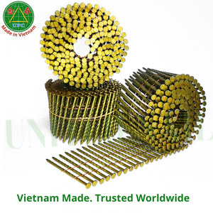Industrial Grade Zinc Yellow-Chromate Plated Steel Coil <b>Nails</b> 2-3/4 Inch Diameter Smooth/Screw Shank Checkered Head <b>Nail</b> <b>Nail</b> - Product Image 1