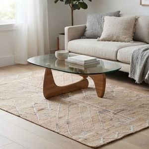 Best Price Geometric Pattern Rectangle Area Rug Beige White Jute Flat Weave Bohemian Style Living Room Indoor Use - Product Image 5