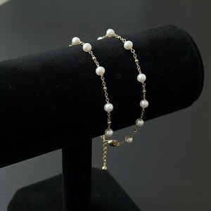 Dainty Pearl Bracelet 925 Sterling Silver 14K Gold Plated Freshwater Pearl Elegant Wedding Bridesmaid Jewelry - Product Image 4