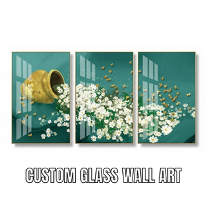 Décoration murale en verre trempé personnalisée, panneau d'art mural en verre imprimé UV pour la décoration intérieure de la maison, de l'hôtel et du restaurant - Product Image 1