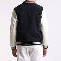 Veste universitaire vintage personnalisée pour homme, manches en cuir, col montant en laine, logo frontal, chenille style baseball