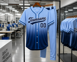 Conjunto de Uniforme de Béisbol Sublimado Personalizado, Jersey y Pantalones Degradados en Azul Claro para Hombre, Ropa Deportiva Transpirable de Poliéster, Servicio OEM - Product Image 5