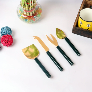 Handmade Transparent Resin <b>Cheese</b> <b>Knife</b> <b>Set</b> Gold Plated Food Safe 304-grade Stainless Steel Eco-Friendly Lightweight Flatware - Product Image 5