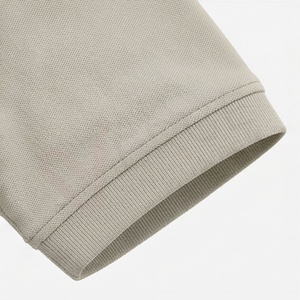 Polo en coton Oxford à manches courtes beige pour homme, décontracté, respirant, coupe classique, design uni, tissu tissé - Product Image 6