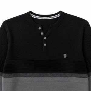 Men's Henley Neck Button Color <b>Block</b> Long Sleeve Casual Viscose <b>Acrylic</b> Blend Sweater | OEM ODM Manufacturer Bangladesh - Product Image 5