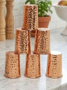 Pure copper drinking tumblers traditional metal <b>glasses</b> for <b>water</b> juice cocktail serving reusable kitchen dining bar use - Product Image 2