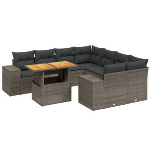 Set Divano da Giardino in Rattan Grigio 6 Posti con Cuscini, Arredamento da Esterno dal Design Contemporaneo - Product Image 2