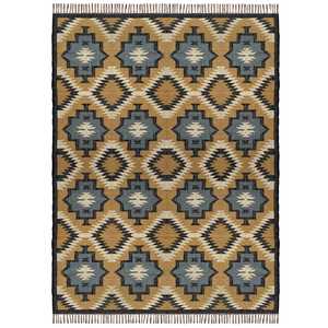 Tapis ethnique tissé à la main en jute et laine, tapis kilim pour salon, chambre et bureau - Product Image 2