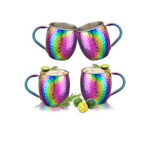 Juego de 4 tazas Moscow Mule, tazas de cobre con patrón de piedra electrochapadas, revestimiento de acero inoxidable 304, perfectas para vino, cerveza y bebidas frías. - Product Image 2
