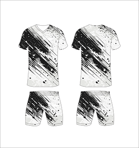 Conjunto de Uniforme de Fútbol Sublimado Personalizado, Patrón Abstracto Negro y Verde Azulado, Transpirable, de Secado Rápido, para Hombres, Niños y Jóvenes - Product Image 2