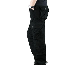 กางเกงคาร์โก้ลำลองผู้ชายผ้าฝ้าย 100% เอวยางยืด ไซส์ใหญ่ ทรงตรง กางเกงทำงานแบบมีกระเป๋าหลายช่อง เหมาะสำหรับเดินป่าและทำกิจกรรมกลางแจ้ง - Product Image 5